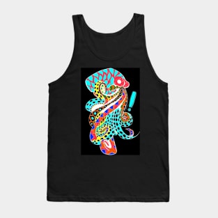 octopus kraken in sweet magical glitch in ecopop pattern mandala Tank Top